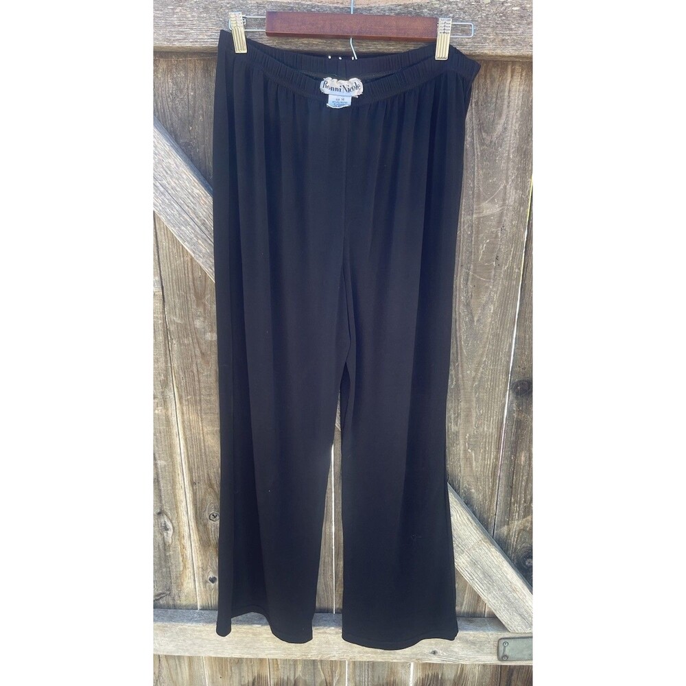 Ronni Nicole Black Wide Leg Dress Pants Pull On Slacks Size 14 Flowy Elastic